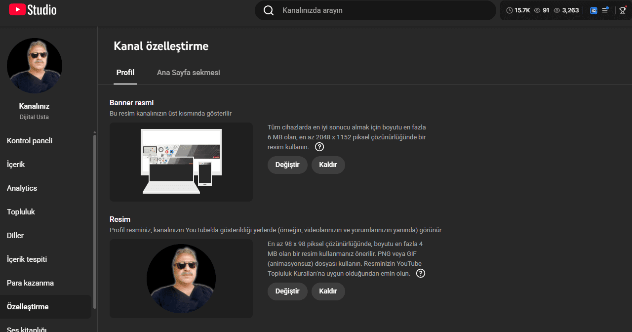 kanalı özelleştir